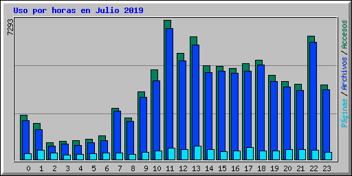 Uso por horas en Julio 2019